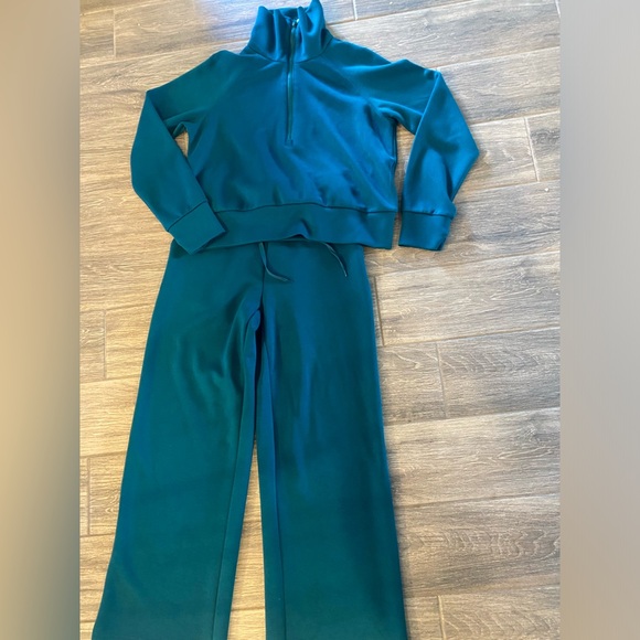 Teal Women's Jumpsuit Pretty Garden Two Piece Set Small - Picture 3 of 5